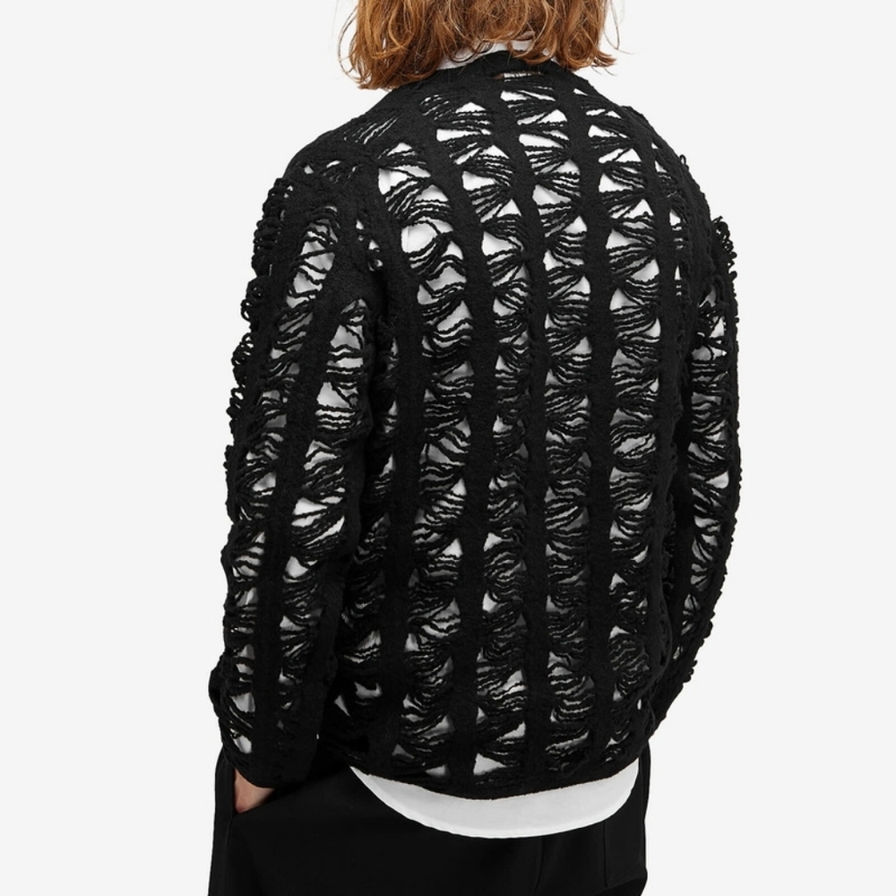 Comme des Garçons Homme Plus Men's Splash Pattern Knit in Black - Picture 2 of 12